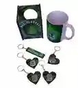 Set Taza Atlético Nacional + 5 Llaveros Futbol Regalo Mugs