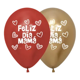 Bomba Globo Biodegradable De Latex Feliz Dia Mama Corazones Cromadas Surtidas R12