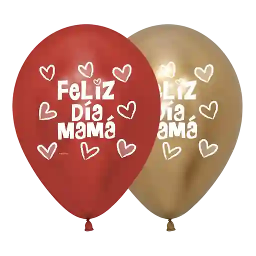 Bomba Biodegradable Feliz Dia Mama Corazones Cromadas Surtidas R12