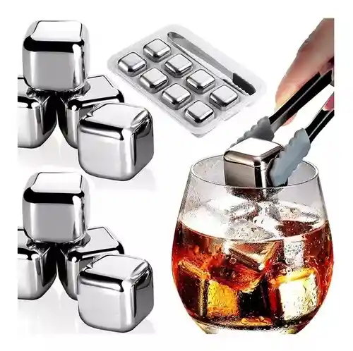 Cubos Hielo Metálicos, 6 Pzs, Acero Inoxidable
