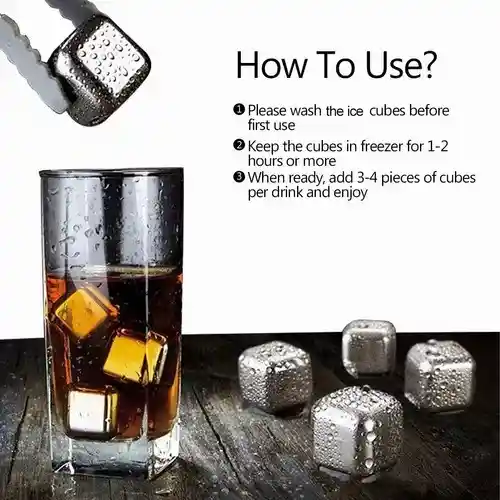 Cubos Hielo Metálicos, 6 Pzs, Acero Inoxidable