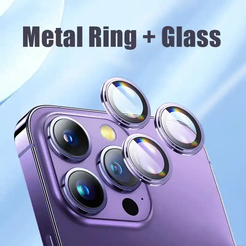 Aro Metalico Protector Para Camara Iphone 14 Pro Max Morado