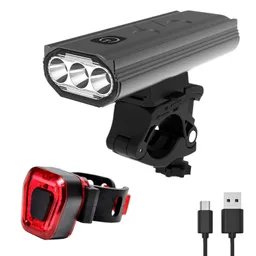 Luz Linterna Bicicleta Set Delantera Trasera Usb Impermeable