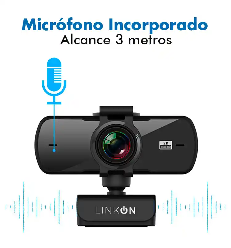 Webcam Camara Web Linkon 2k 1440p Usb Microfono + Tripode