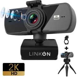 Webcam Camara Web Linkon 2k 1440p Usb Microfono + Tripode