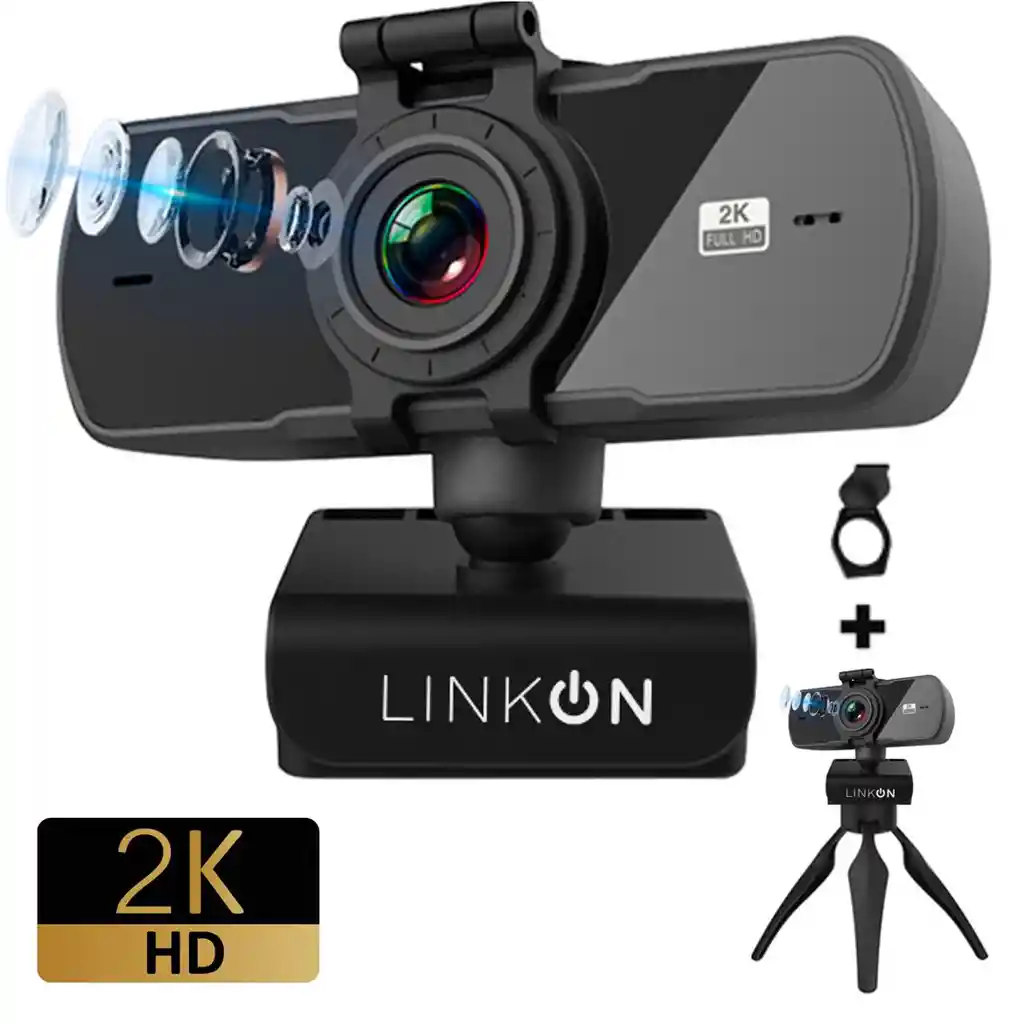 Webcam Camara Web Linkon 2k 1440p Usb Microfono + Tripode