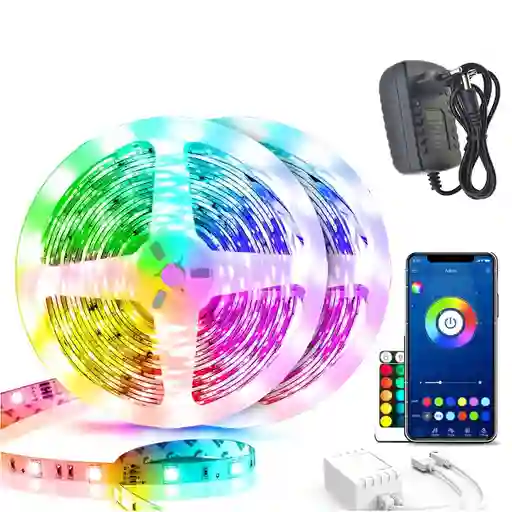 Cinta Tira Luces Led Rgb Bluetooth 15 Metros Total + Conector