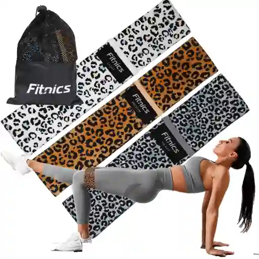 Bandas Elasticas Resistencia Tela Estampada Fitnics Set X 3