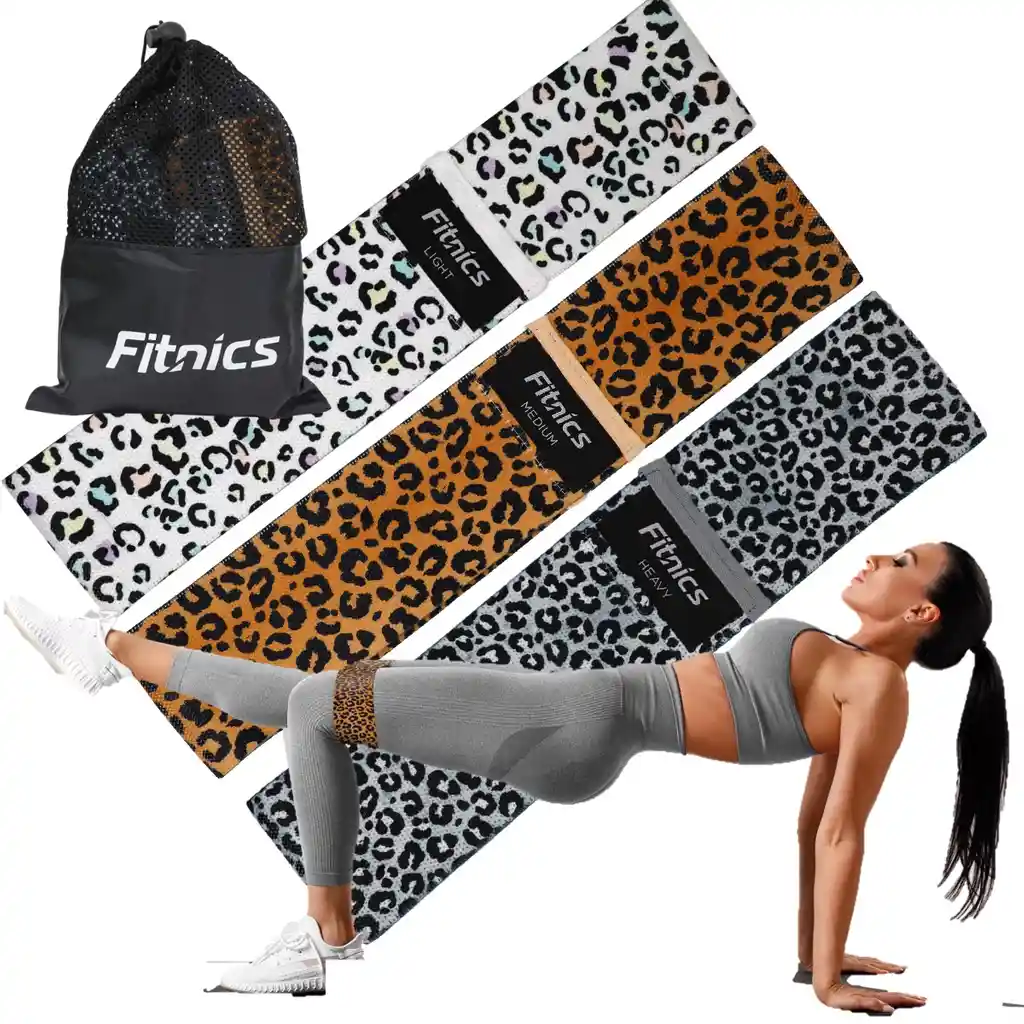 Bandas Elasticas Resistencia Tela Estampada Fitnics Set X 3