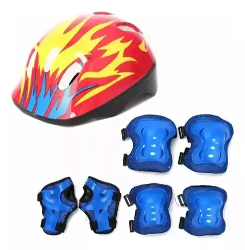 Kit De Proteccion Casco Rodilleras Coderas Niños Unisex