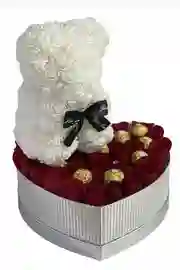 Caja De Corazon Con Oso Inmortal Y Chocolates