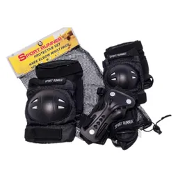 Kit Protección Semipro Rodilleras + Coderas + Manos Niños Malla Negros