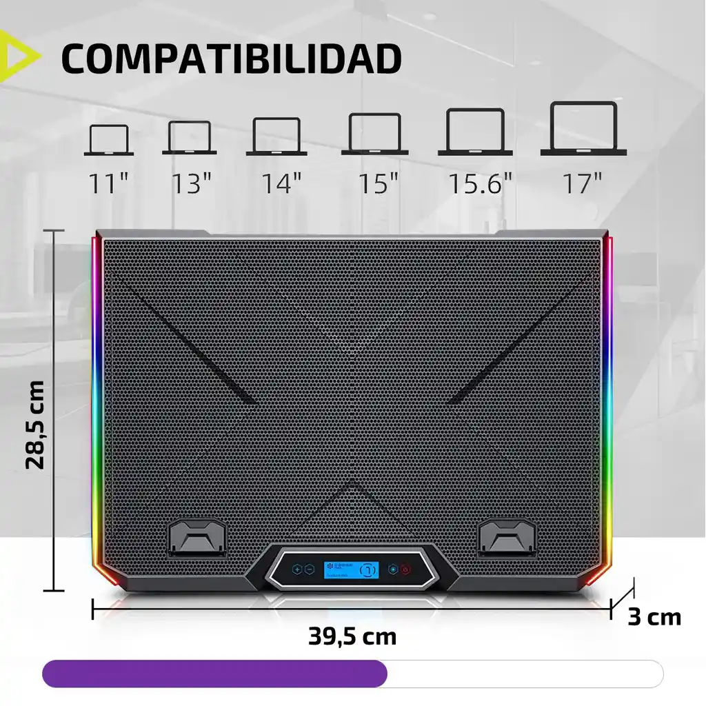 Base Refrigerante Portatil Gamer 6 Ventiladores Lcd Rgb 17