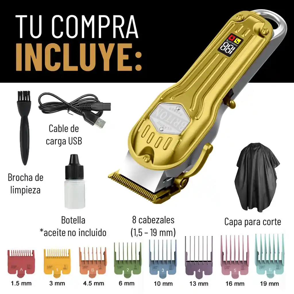 Maquina Afeitadora Cortadora Pelo Inalambrica Briton+kit Pro