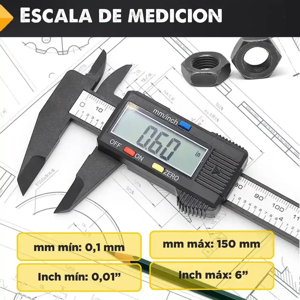 Calibrador Pie De Rey Digital Profesiona Acero 150mm + Caja