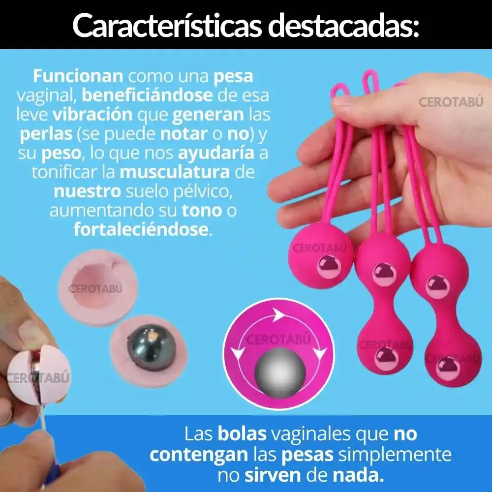 Kit 3 Bolas Vaginales Kegel Con Peso Silicona Médica