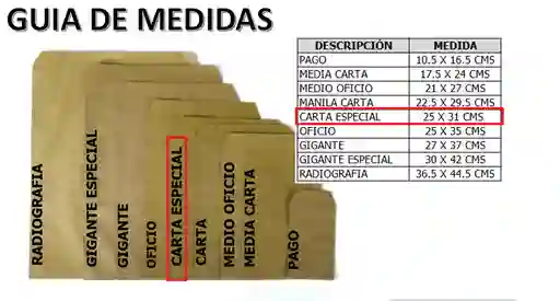 Sobre Manila Carta Especial X 10 Unidades