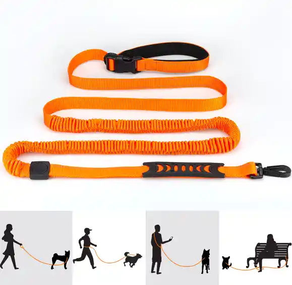 Correa Color Naranja Arnes Manos Libres Ajustable Para Pasear Con Tu Mascota