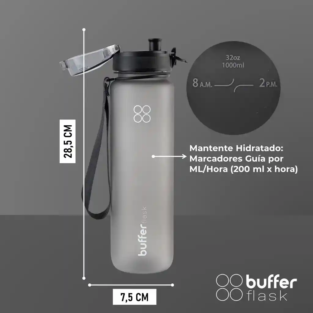 Botella Agua 1l Botilito Buffer Deporte Ciclismo Gimnasio