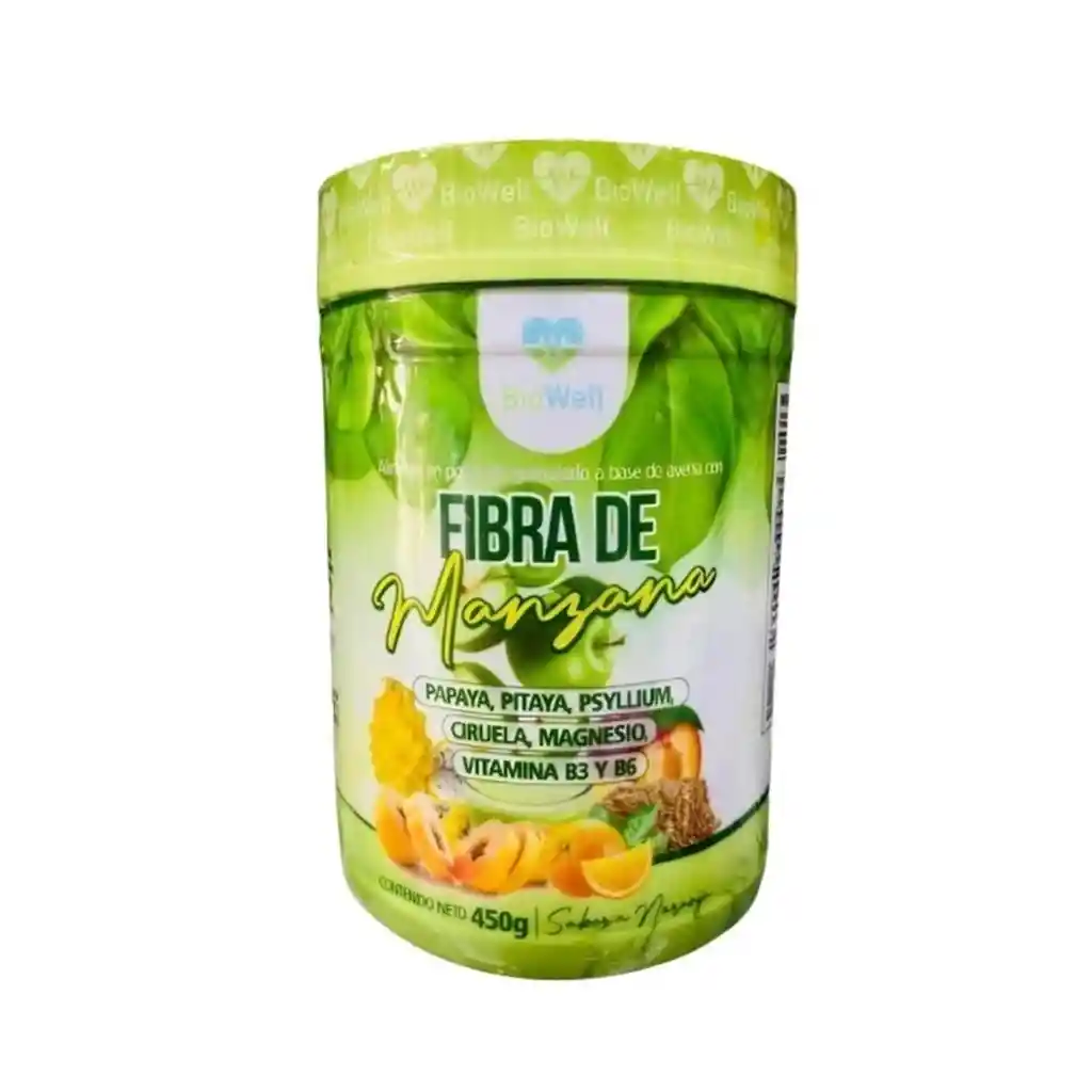 Fibra De Manzana, Papaya, Pitaya, Ciruela, Magnesio, Vitaminas B3 Y B6 Pote X 450g