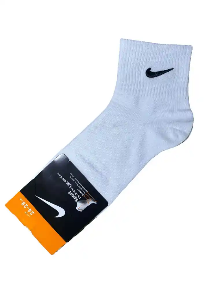 Medias Media Caña Deportiva Única Talla Calcetín Color Blanco Tipo Nike Estirable