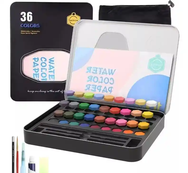 Set Acuarelas Solidas Juego De Pinturas X36 + Accesorios