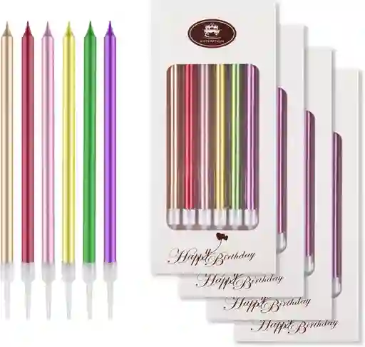 Velas Metalizadas *6 Und Multicolor Para Cumpleaños