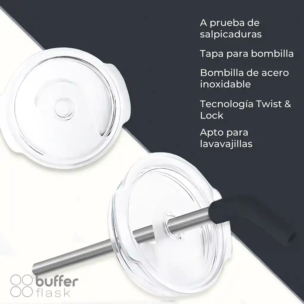 Mug Vaso Termo Agua Cafe 700ml Buffer Acero Inox + Tapas