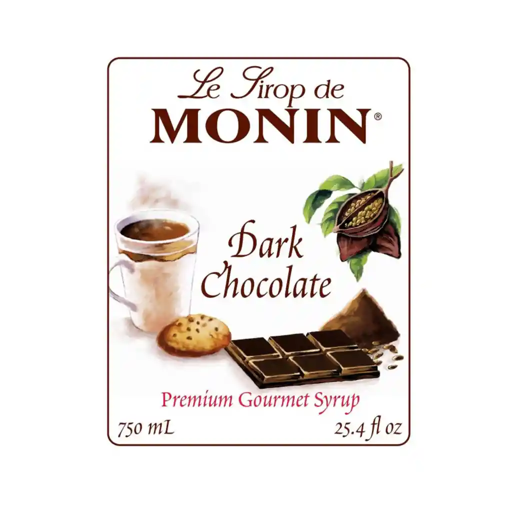 Monin Sirope De Chocolate Oscuro - Dark Chocolate 750 Ml (25.4 Fl Oz)