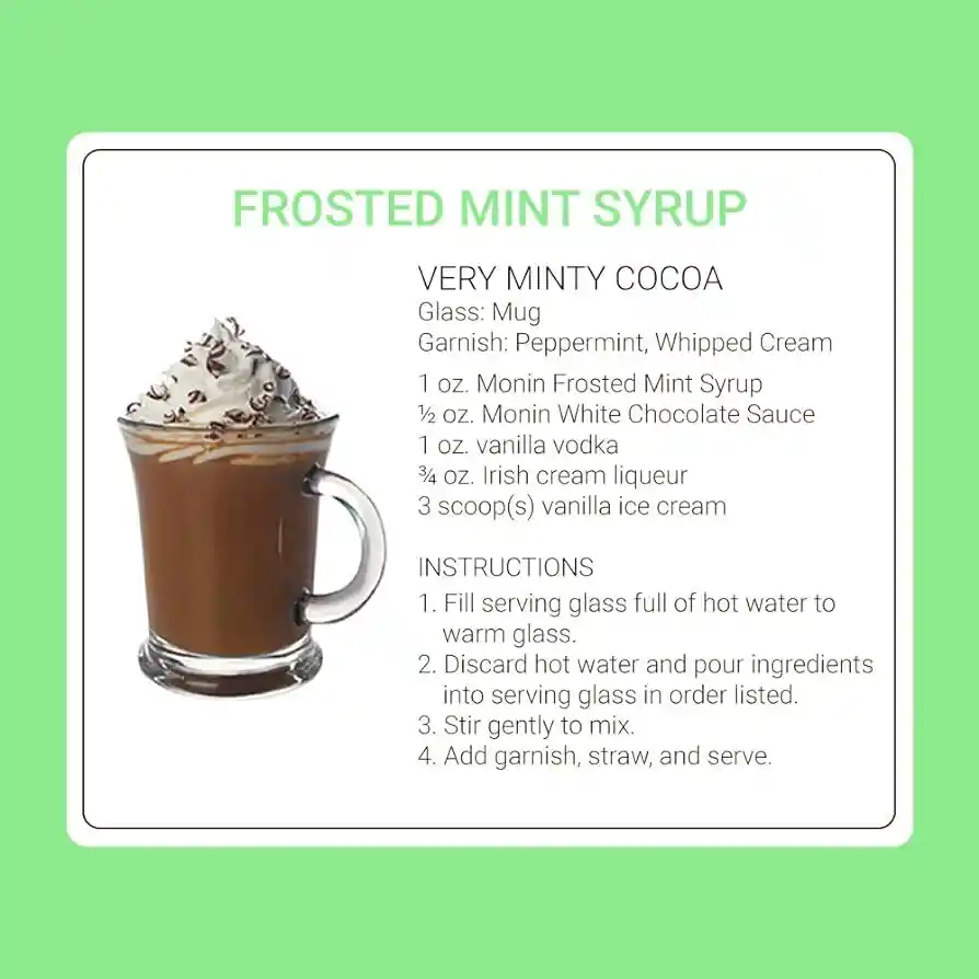 Monin Sirope De Menta Helada - Frosted Mint 750 Ml (25.4 Fl Oz)