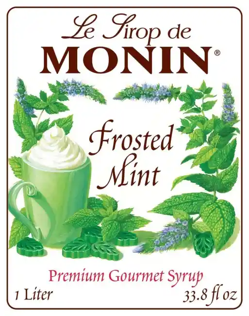 Monin Sirope De Menta Helada - Frosted Mint 750 Ml (25.4 Fl Oz)