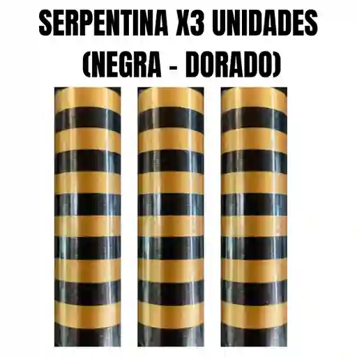 Cinta Serpentina X3 Tres Unidades (negra Con Dorada)