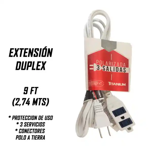 Extension Electrica 9 Ft (2,47 Mts) Duplex