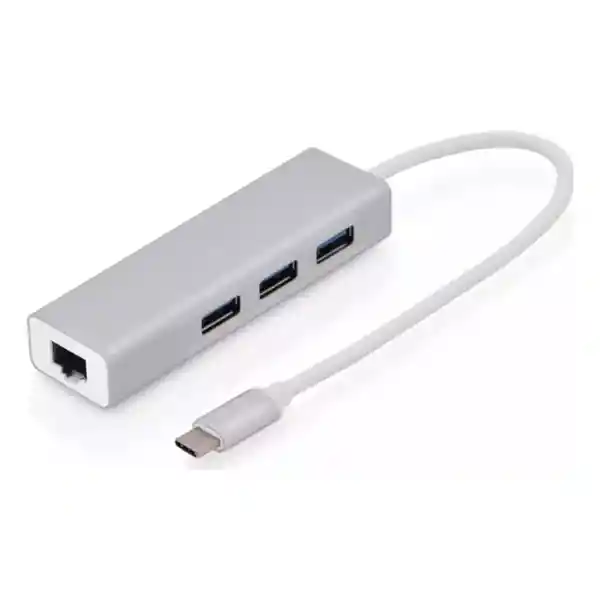 Hub Adaptador Tipo C A 3 Puertos Usb Y Adaptador De Red Lan Rj-45 (multipuertos)