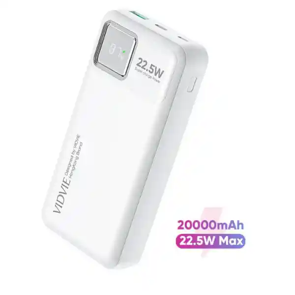 Power Bank De 20.000mah Carga Rápida Con Pantalla Led Vidvie (puerto Usb Y Puerto Tipo C)
