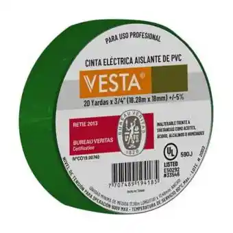 Cinta Aislante Verde Certificada, Vesta, 18 Mm X 18,28 Mts