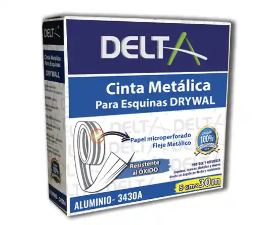 Cinta Esquinera Metálica Aluminio 5 Cm X 30 Mts Drywall