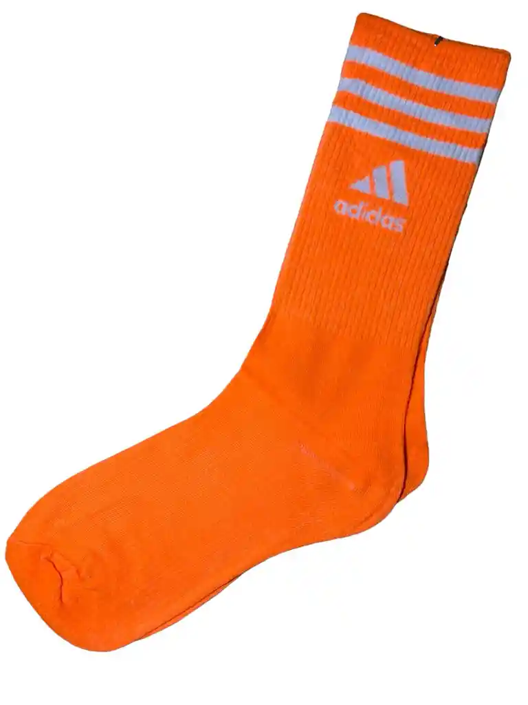 Media Extra Larga Deportiva Única Talla Tipo Adidas, Color Naranja, Estirable Extralarga