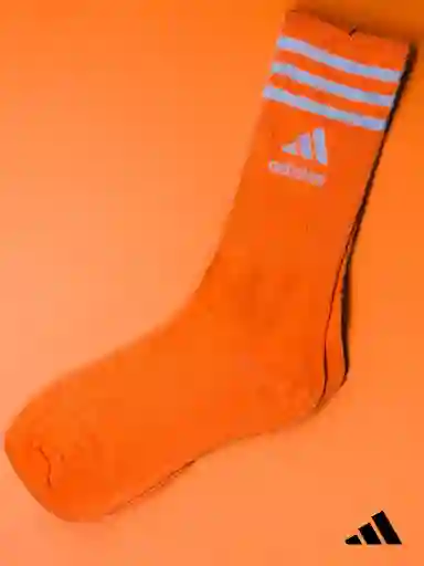 Media Extra Larga Deportiva Única Talla Tipo Adidas, Color Naranja, Estirable Extralarga