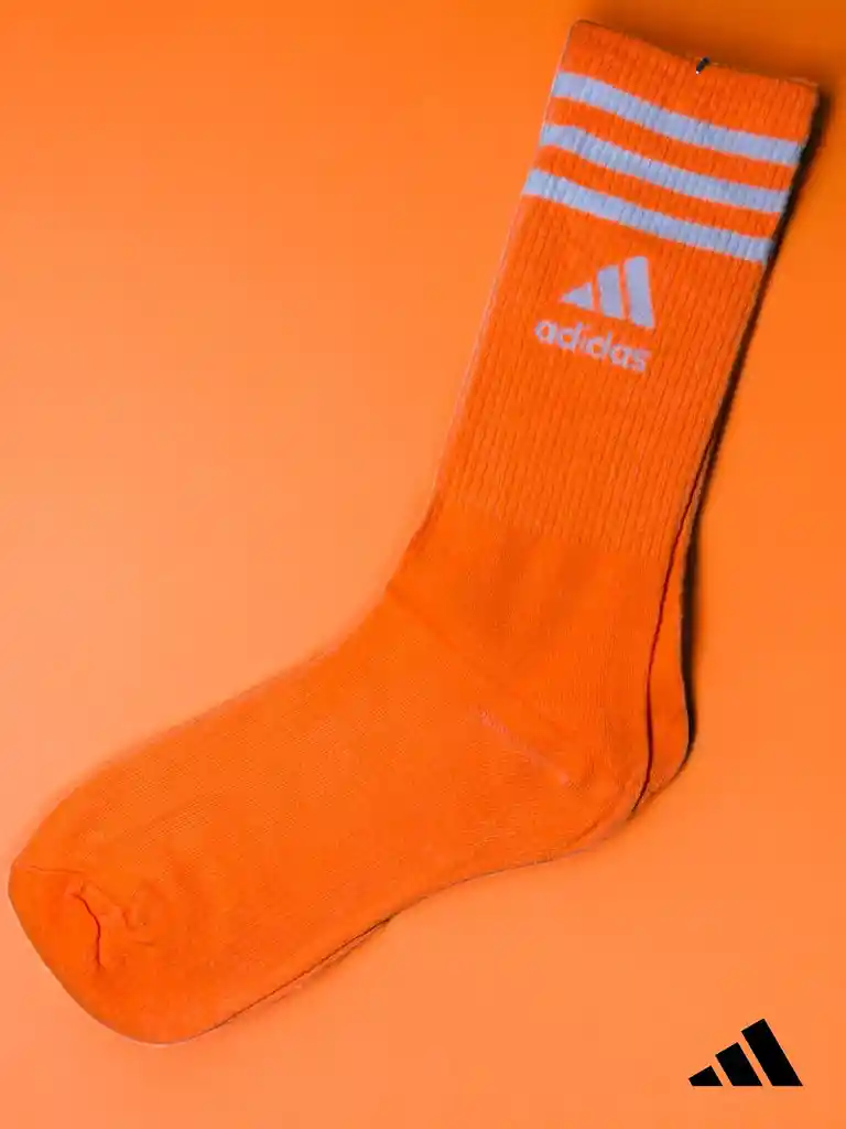 Media Extra Larga Deportiva Única Talla Tipo Adidas, Color Naranja, Estirable Extralarga