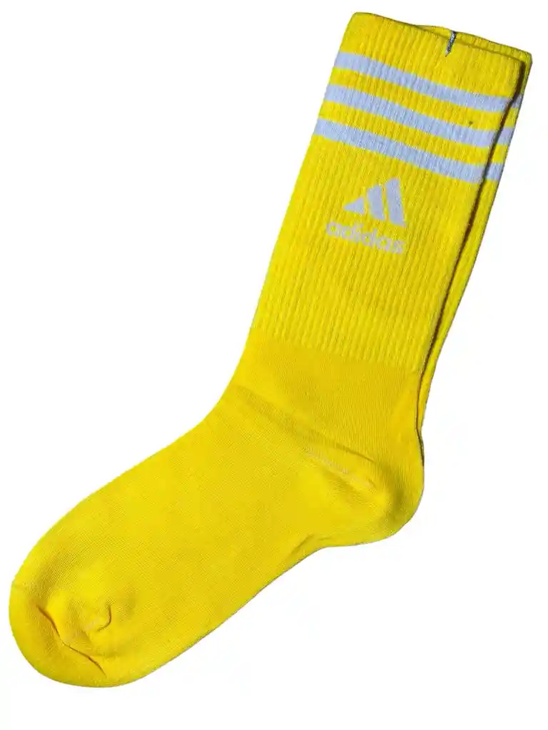 Media Extra Larga Deportiva Única Talla Tipo Adidas, Color Amarillo, Estirable Extralarga