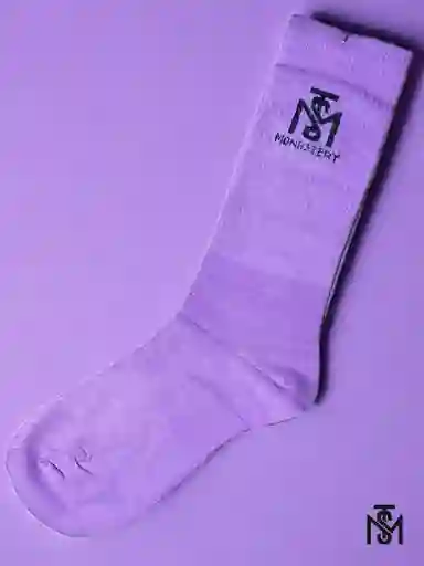 Media Extra Larga Deportiva Única Talla Tipo Monastery, Color Morado Pastel, Estirable Extralarga