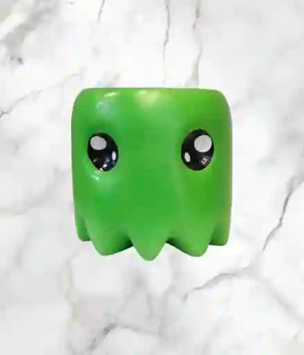 Matera En Ceramica Diseño Fantasma De Pacman Verde