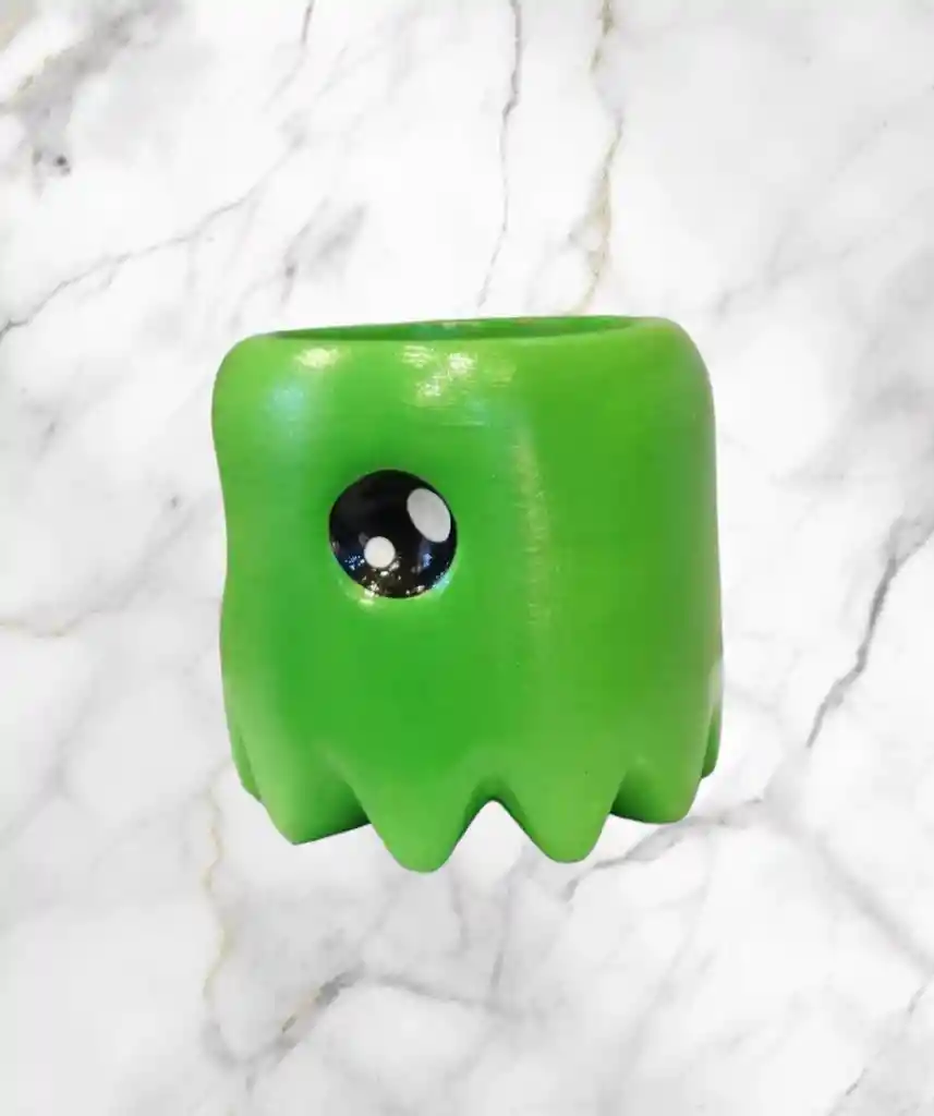 Matera En Ceramica Diseño Fantasma De Pacman Verde