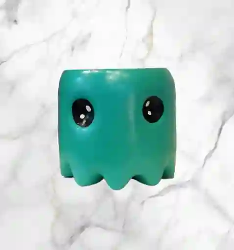 Matera En Ceramica Diseño Fantasma De Pacman Agua Marina