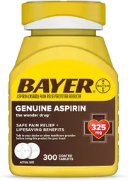 Bayer Aspirina Americana 325 Mg Analgésico, Potente Alivio Del Dolor De Cabeza, Muscular, Dolor De Artritis 300 Tabletas