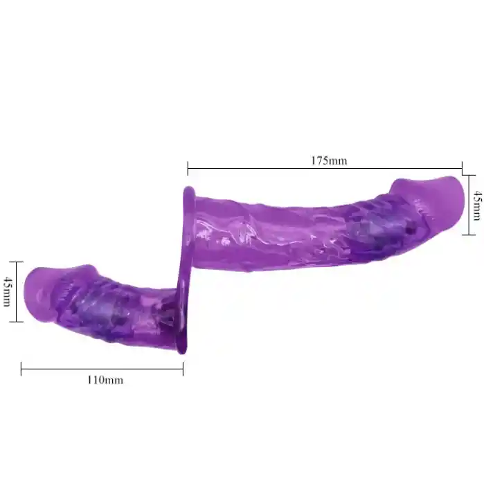 Arnes Consolador Doble Vibrador Lesbico Juguete Morado