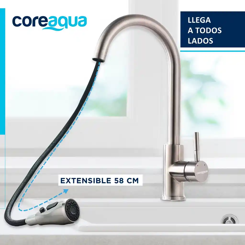 Llave Monomando Lavaplatos Extraible Griferia Cocina Coreaqu