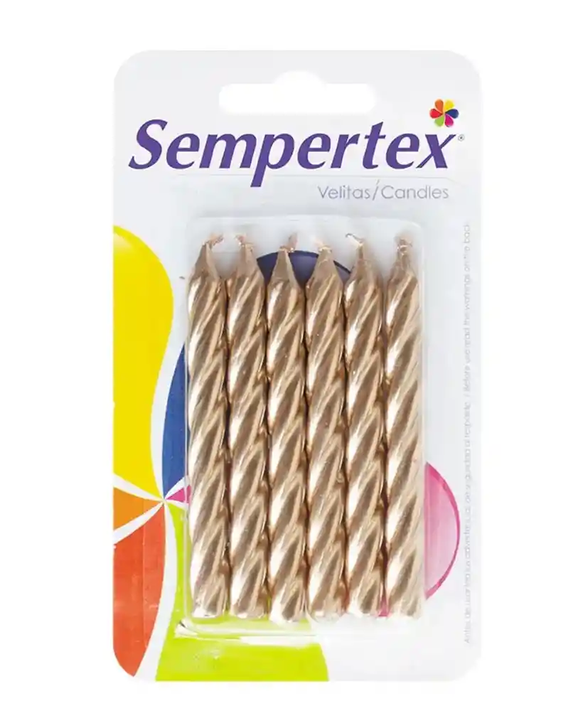 Vela Espiral Dorada X 6 Unidades Sempertex Ean 7703340025957