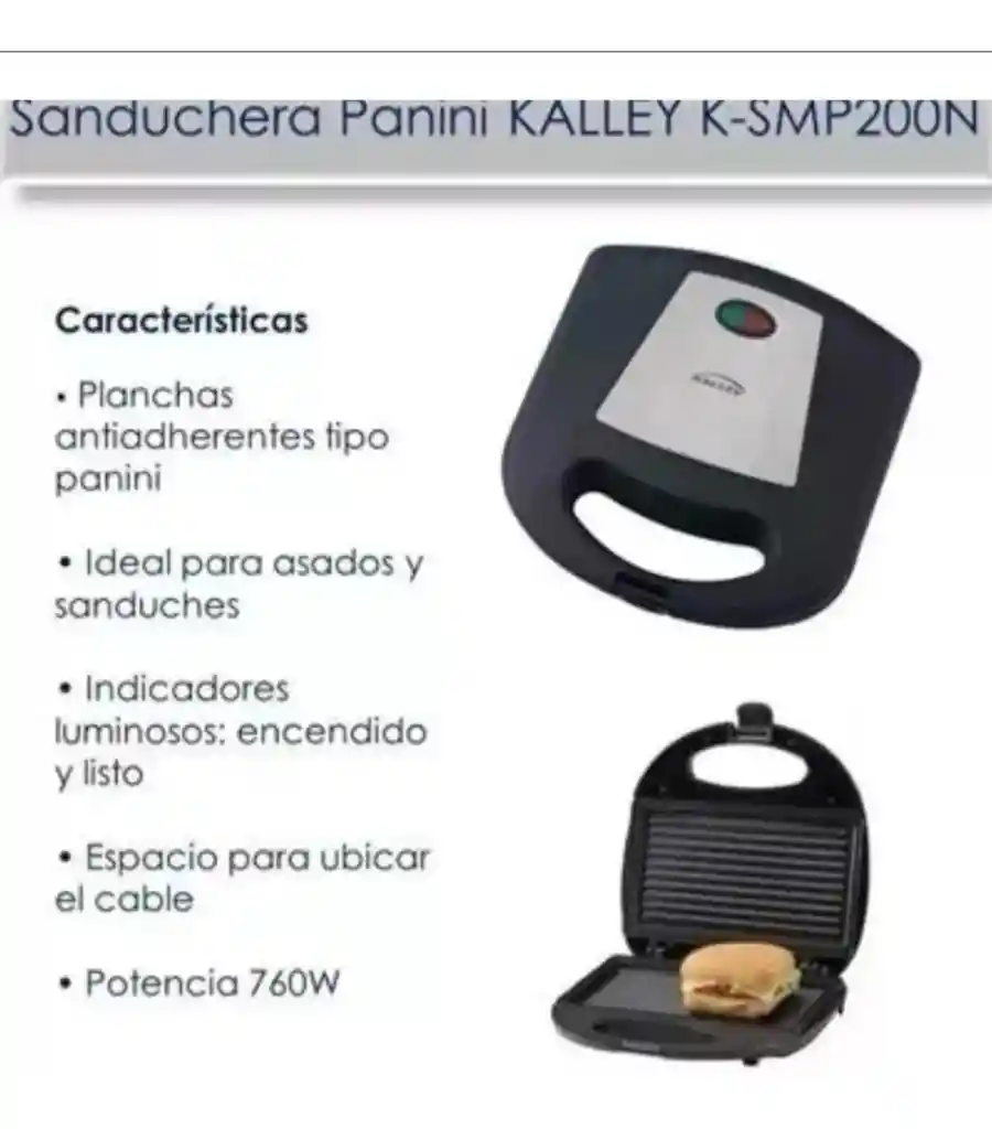 Sanduchera/parrilla-asador-panini Antiadherente Kalley